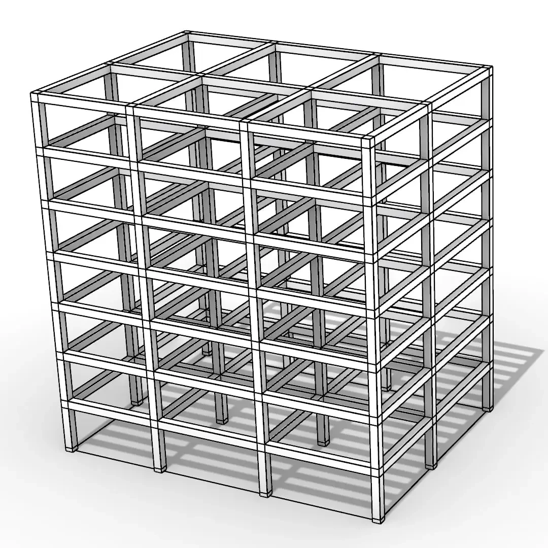网格线加厚构建结构框架